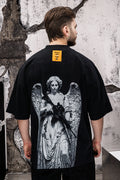Wicked33 Seraph oversized t-shirt in black, large back print + subtle front graphic