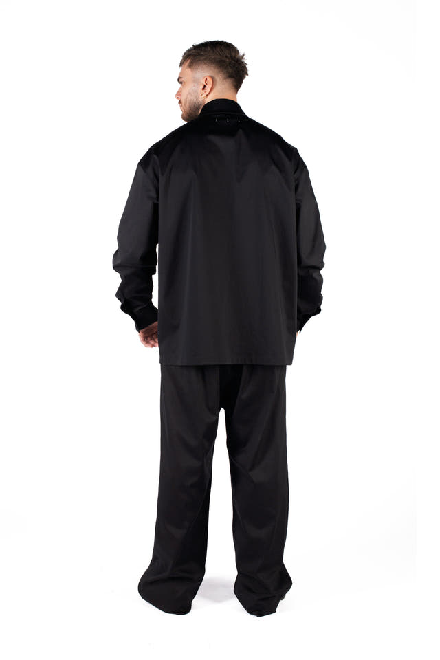 Wicked33 Satin Void oversized shirt in black