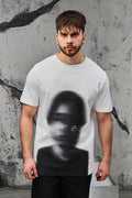Wicked33 Archive oversized t-shirt in white, large graphic spray-effect print on chest