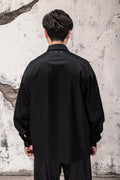 Wicked33 Contour oversized shirt, continuous-line embroidered portrait