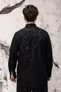 Wicked33 Silhouette oversized shirt, continuous-line embroidery, abstract portraits