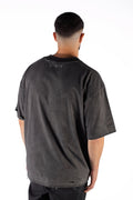 Wicked33 Veil oversized t-shirt in dark grey / washed black, bold front graphic print