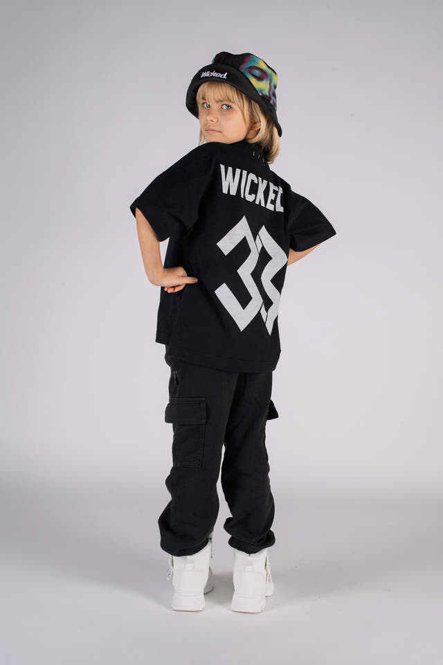 Wicked33 W33 oversized t-shirt in deep black / Black, oversized WICKED 33 back print