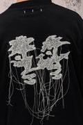 Wicked33 Twins oversized t-shirt, front portrait and dual portrait composition on the back