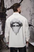 Wicked33 Relic oversized shirt in off-white, large back print + subtle front graphic