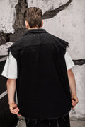 Wicked33 Raven streetwear vest in washed black