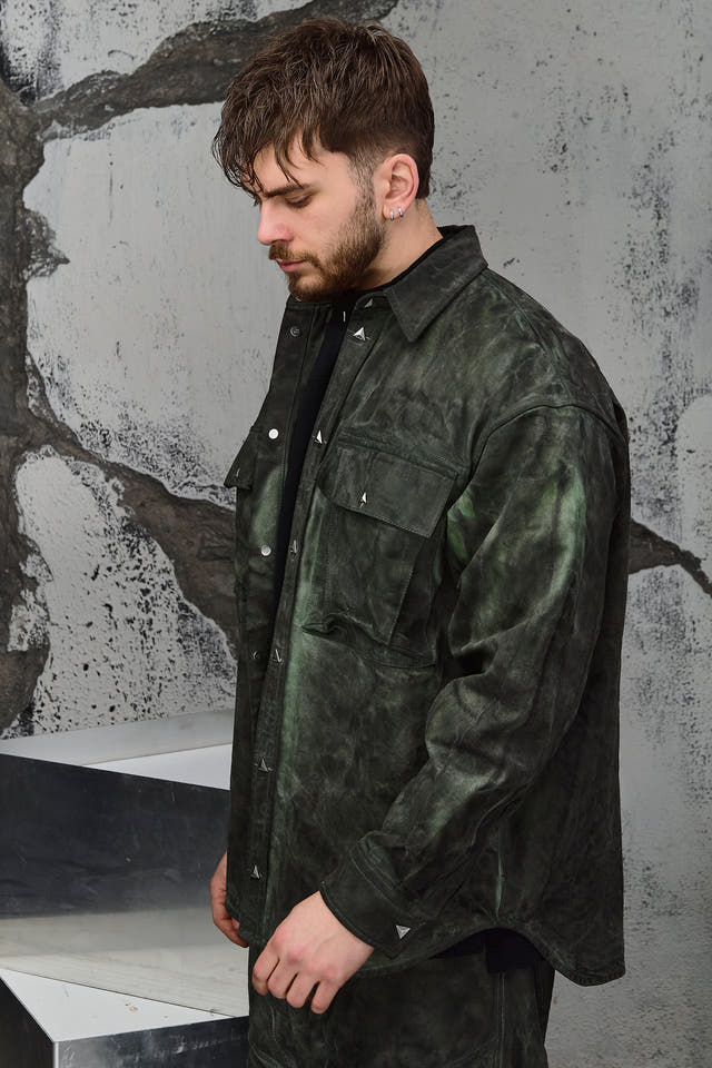 Wicked33 Swamp streetwear jacket in green tie-dye