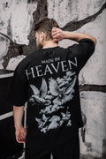 Wicked33 Heaven oversized t-shirt in black, graphic doves print on chest