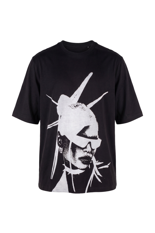 Wicked33 Nova oversized t-shirt in black, large black & white graphic print
