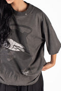Wicked33 Veil oversized t-shirt in dark grey / washed black, bold front graphic print
