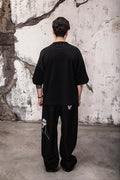 Wicked33 Entity oversized t-shirt, three connected abstract portraits
