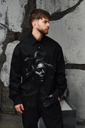 Wicked33 Medusa oversized shirt in black with grey-white print, large graphic print on the front