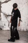 Wicked33 Mute oversized t-shirt, handcrafted portrait created through free-motion stitching