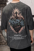 Wicked33 Betrayer oversized t-shirt in washed dark grey, back print: Large-scale centered graphic