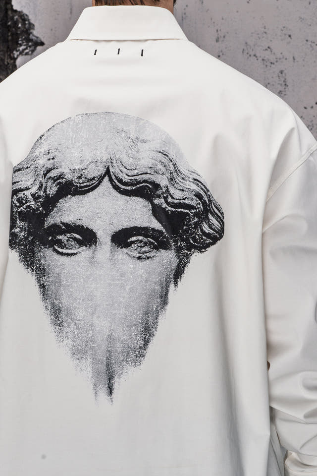 Wicked33 Relic oversized shirt in off-white, large back print + subtle front graphic