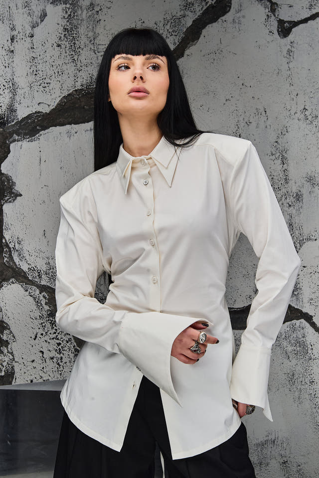 Wicked33 Ivory oversized shirt in pearl white
