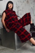 Wicked33 Redline streetwear pants in red-black checkered