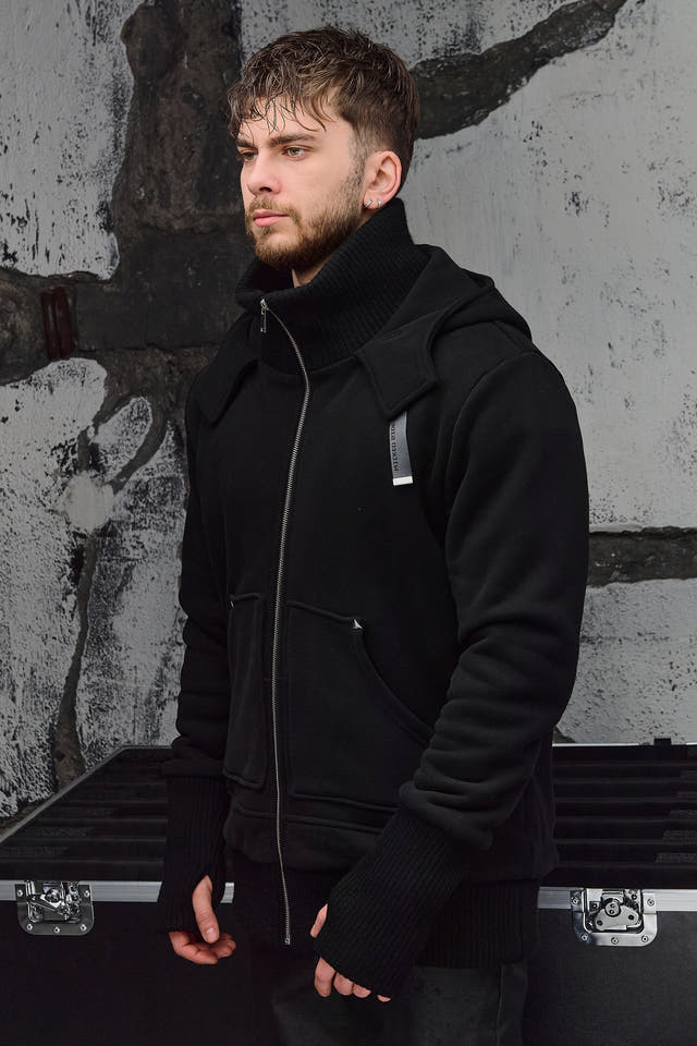 Wicked33 Boldest oversized hoodie in black, oversized silhouette with asymmetrical front zipper for a distinctive