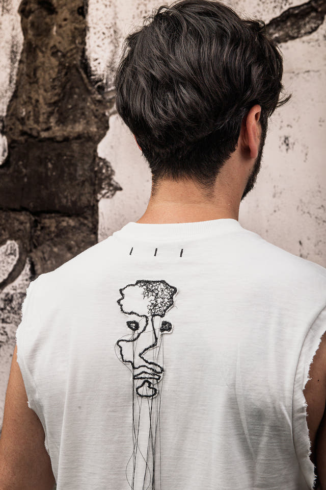 Wicked33 Split Self streetwear vest, dual portrait composition