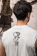 Wicked33 Split Self streetwear vest, dual portrait composition