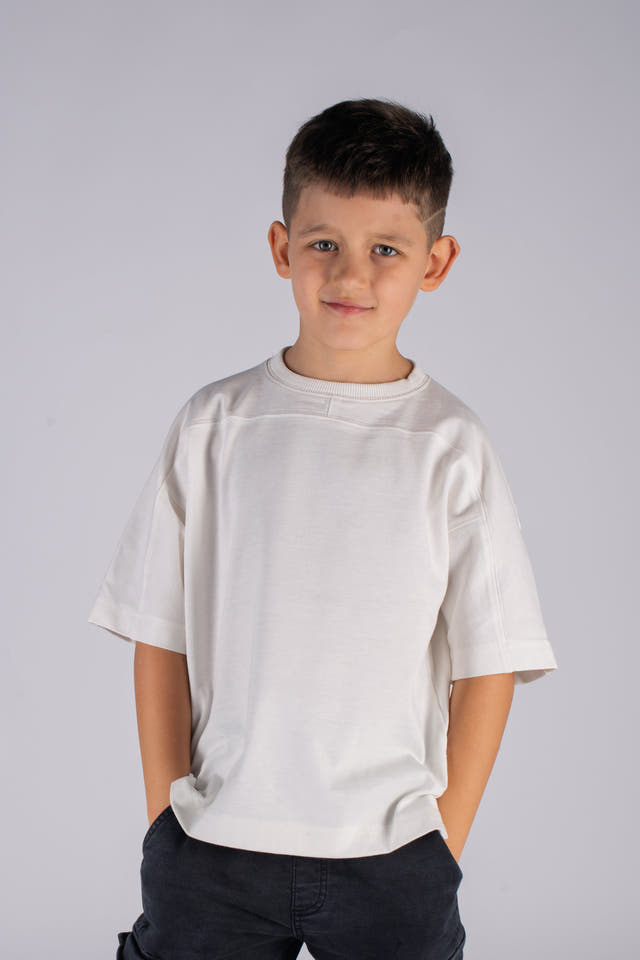 Wicked33 No Signal oversized t-shirt in off-white, minimal front design with large back graphic artwork