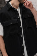 Wicked33 Raven streetwear vest in washed black