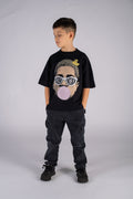 Wicked33 Duck Off oversized t-shirt in black, pop-art inspired front graphic with contrasting details