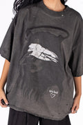 Wicked33 Veil oversized t-shirt in dark grey / washed black, bold front graphic print