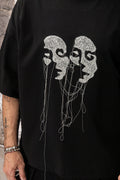 Wicked33 Entity oversized t-shirt, three connected abstract portraits