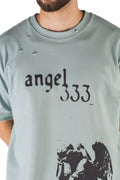 Wicked33 Angel 333 oversized t-shirt in mint green, front text and graphic print