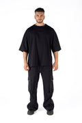 Wicked33 Transmission oversized t-shirt in black, large back print with vintage distressed effect