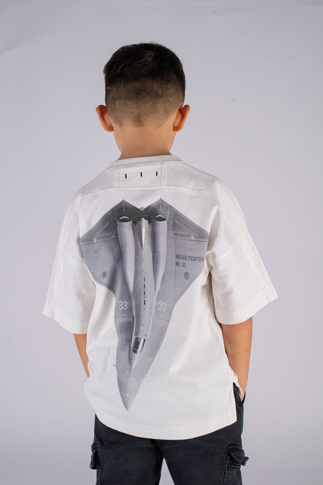 Wicked33 Sol-sol oversized t-shirt in dirty white / Off-white, oversized back print inspired by military aviation graphics