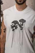 Wicked33 Split Self streetwear vest, dual portrait composition