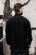 Wicked33 Icon oversized shirt in black, large vertical print integrated into construction