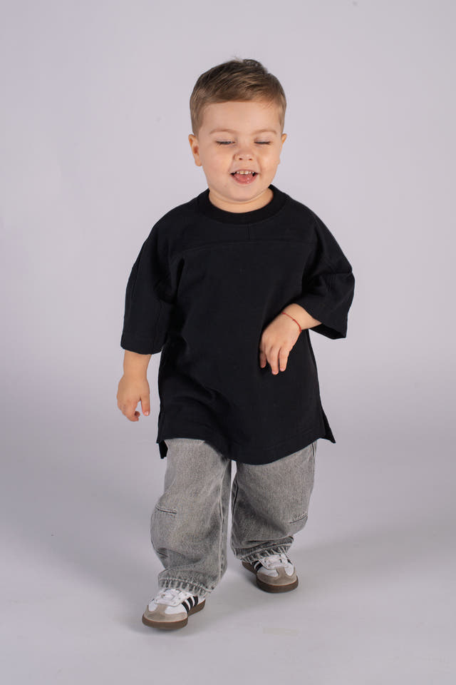 Wicked33 Born Wild oversized t-shirt in deep washed black, oversized back statement print