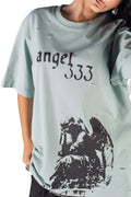 Wicked33 Angel 333 oversized t-shirt in mint green, front text and graphic print