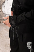 Wicked33 Silhouette oversized shirt, continuous-line embroidery, abstract portraits