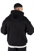 Wicked33 Hexagon oversized hoodie in black, oversized fit with asymmetrical front zipper
