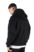Wicked33 Hexagon oversized hoodie in black, oversized fit with asymmetrical front zipper