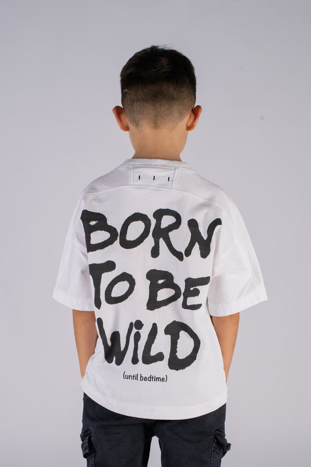Wicked33 Born Wild oversized t-shirt in white, "Born To Be Wild" Print