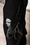 Wicked33 Mirror streetwear pants, handmade Artwork: Portraits created through free-motion stitching
