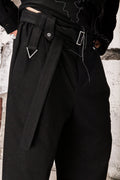 Wicked33 Mirror streetwear pants, handmade Artwork: Portraits created through free-motion stitching