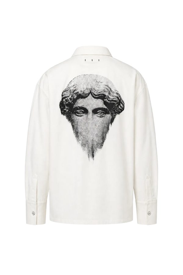 Wicked33 Relic oversized shirt in off-white, large back print + subtle front graphic