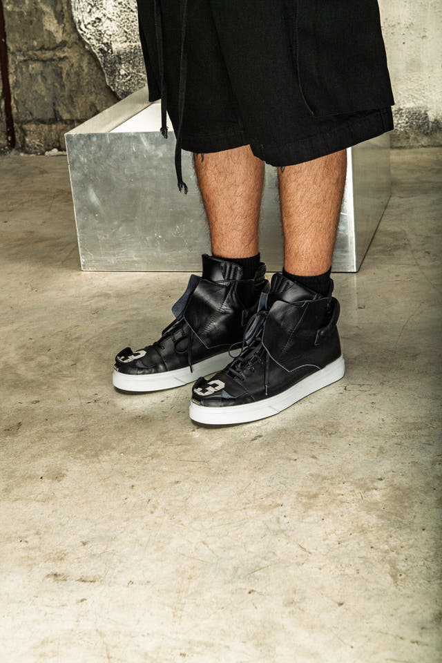 Black high-top sneakers