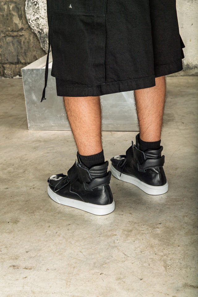Black high-top sneakers