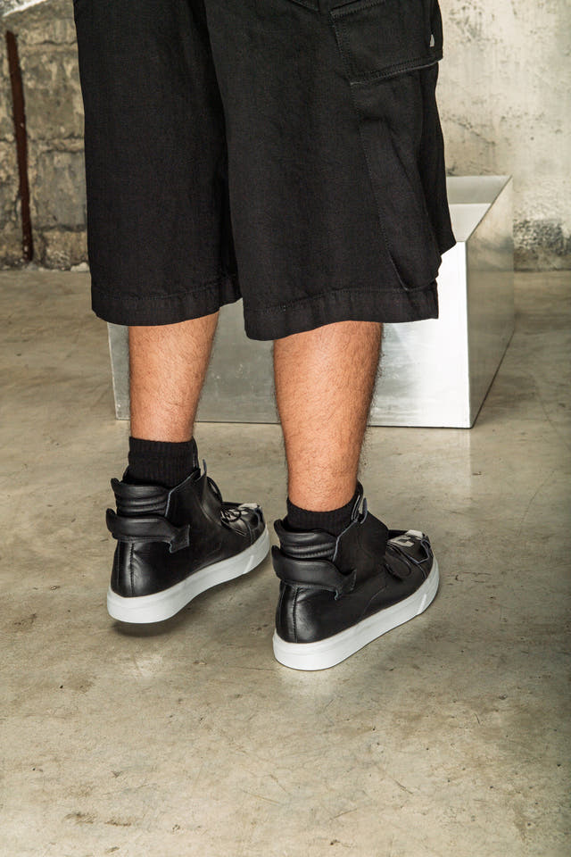 Black high-top sneakers
