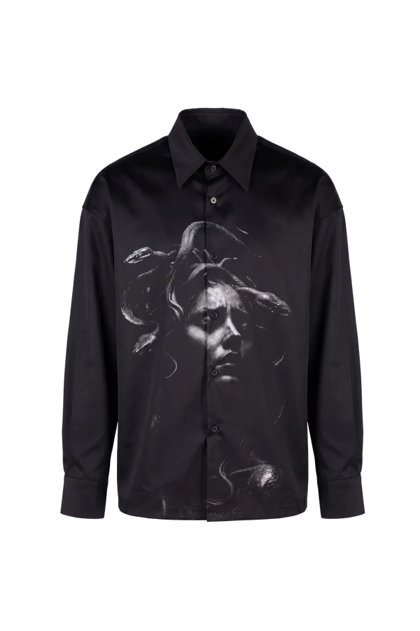 Wicked33 Medusa oversized shirt in black with grey-white print, large graphic print on the front