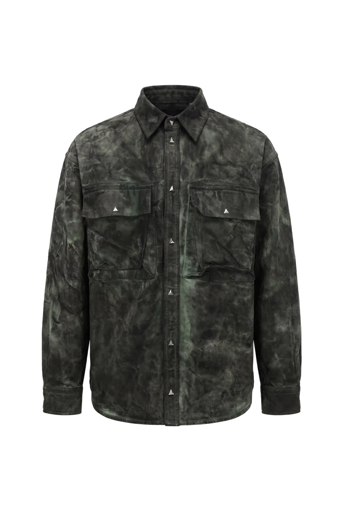 Wicked33 Swamp streetwear jacket in green tie-dye
