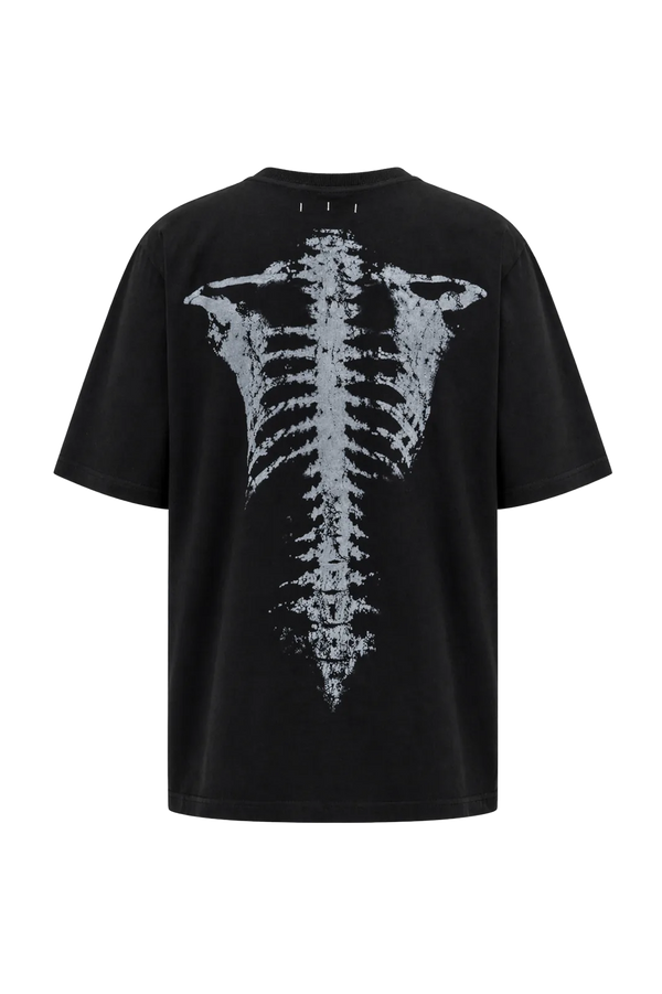 Wicked33 Skeleton oversized t-shirt in black, large rib cage graphic print with “33” on chest