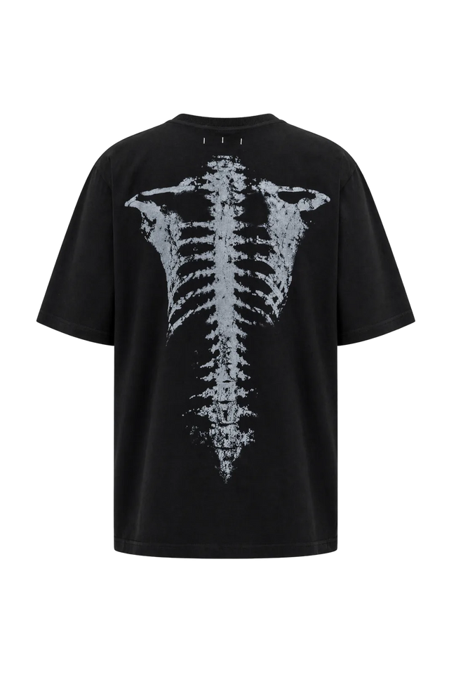 Wicked33 Skeleton oversized t-shirt in black, large rib cage graphic print with “33” on chest